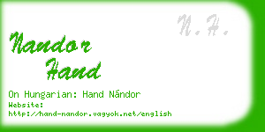 nandor hand business card